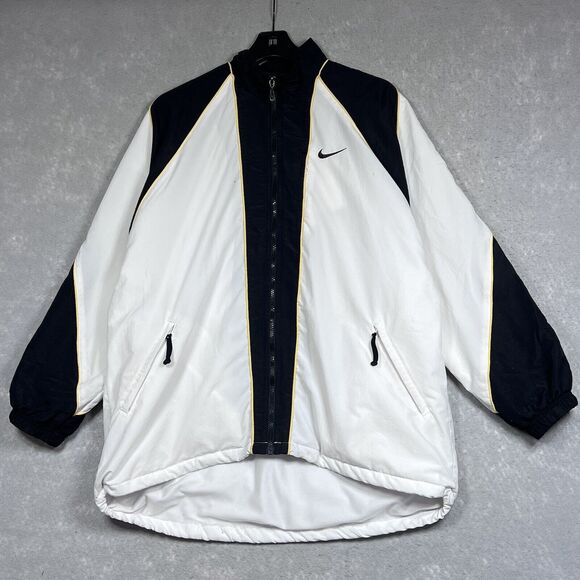 Vintage 90s Nike Windbreaker Jacket Womens Large Black/ White Lined Full Zip - Picture 1 of 14